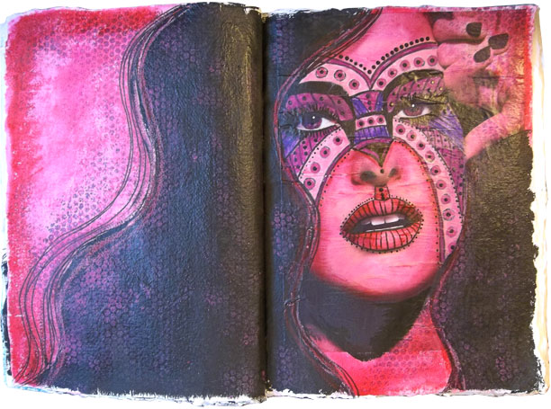 A set of pages from my 15 x 20 inch art journal.