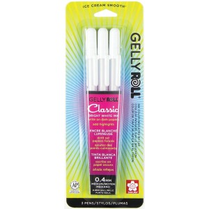 Sakura 3-Piece Gelly Roll Medium Point Gel Pen, White at Amazon.com 