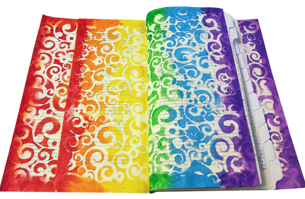 Rainbow Stenciling Across Multiple Pages