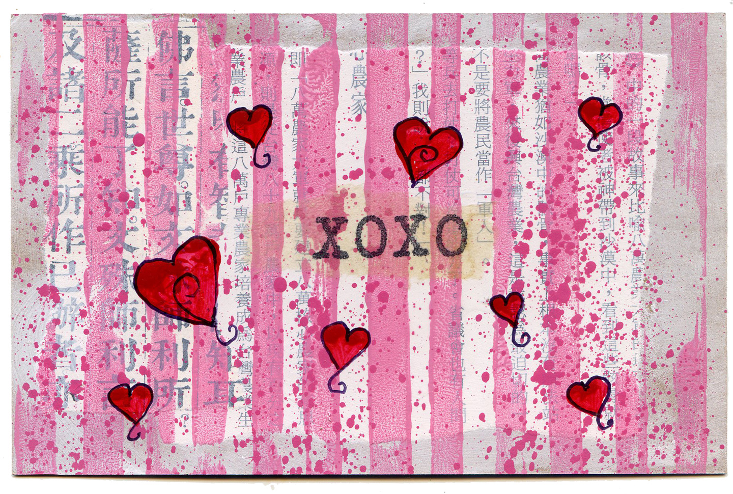 Valentine Postcard Stamp and Spatter