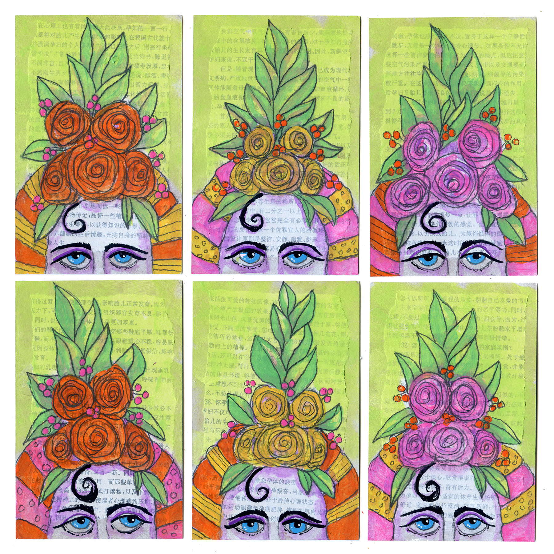 Floral Headpiece Postcards Mixed Media Club